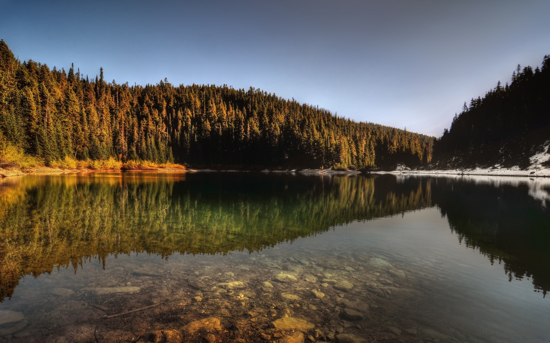 lake landscape water reflection dawn river sunset nature tree wood sky outdoors fall