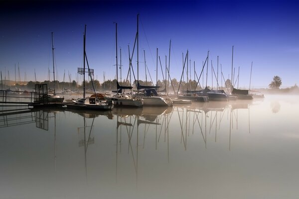 Reflection of cute faces by the lake