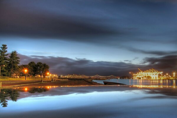 Evening embankment of a certain city