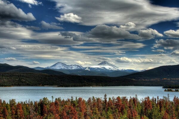 Lakes near high mountains