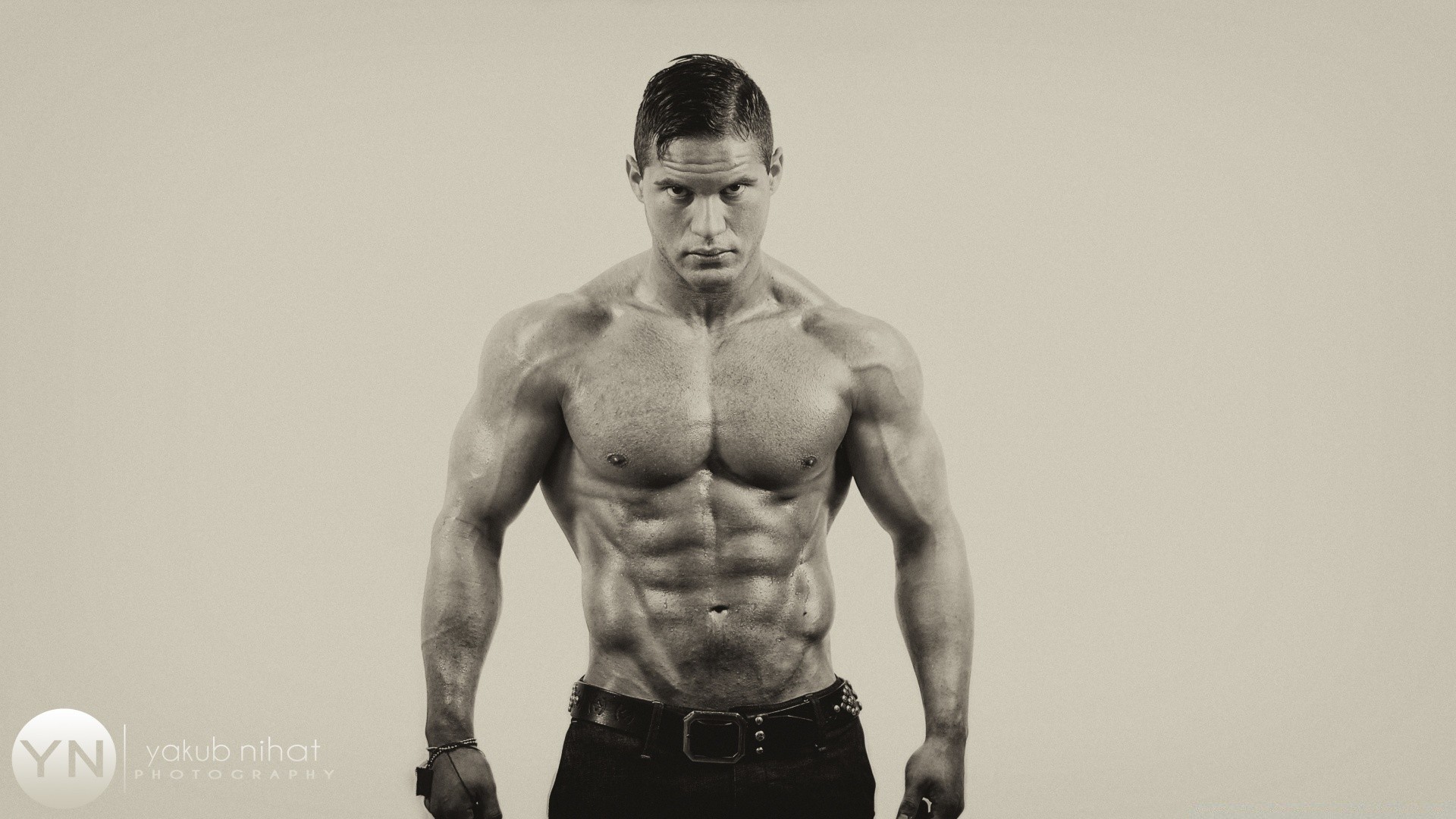 fitness athlete adult man shirtless one strength portrait fine-looking brawny nude torso strong