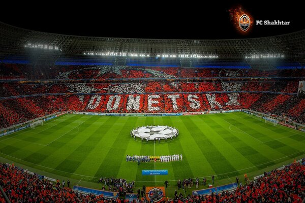 Stadium during a football match. Football fans. Support from fans