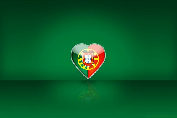 Heart-shaped flag on a green background