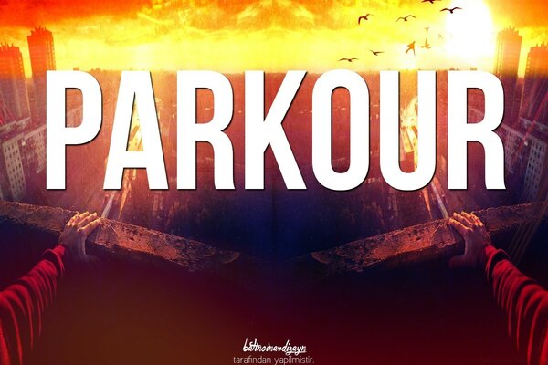 Picture of parkour on the balcony against the sunset