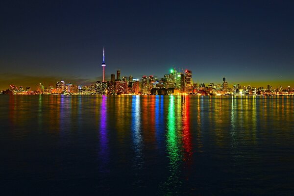 Reflection of the lights of the night city