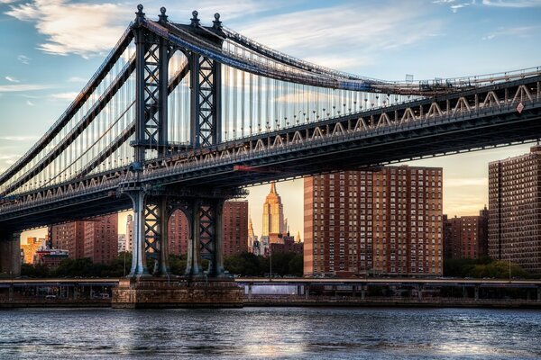 Bridge on the background of urban architecture