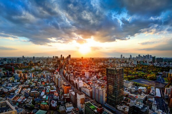 Urban landscape from a bird s-eye view