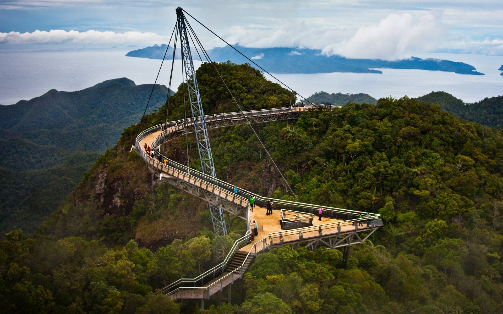 asia mountain travel landscape bridge water transportation system hill tree sky nature vehicle architecture river scenic wood tourism