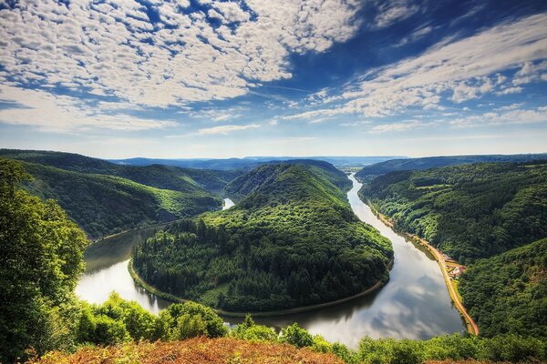 Mountain landscape with a river in Europe
