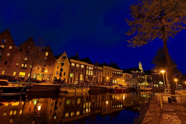Dark waters in the evening twilight